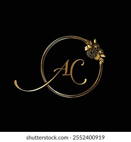 ac ca initial signature logo template vector