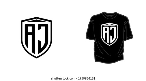 AC CA logo monogram with emblem shield style design template, perfect for t-shirt, hoodie, etc