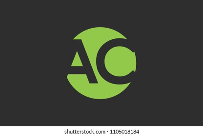 AC CA Uppercase Circular Letter Initial Logo Design Template Vector Illustration