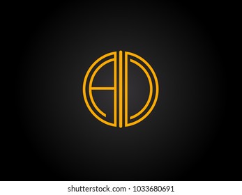 AC Circle Shape golden yellow Letter logo Design
