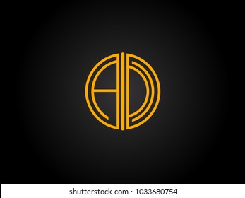 AC Circle Shape golden yellow Letter logo Design