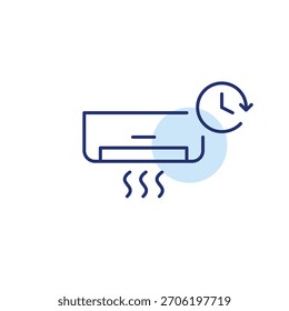 Ca e relógio. Temporizador funcionando, resfriamento programado. Pixel perfeito, ícone de vetor de traçado editável