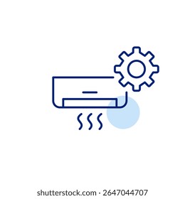 Ac and cogwheel. Climate control home appliances. Setup and configuration. Pixel perfect, editable stroke vector icon