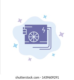 Ac, Computer, Part, Power, Supply Blue Icon on Abstract Cloud Background