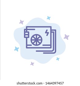 Ac, Computer, Part, Power, Supply Blue Icon on Abstract Cloud Background. Vector Icon Template background