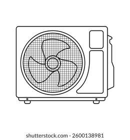 AC Condenser Unit Fan Outline Icon Illustration on White Background