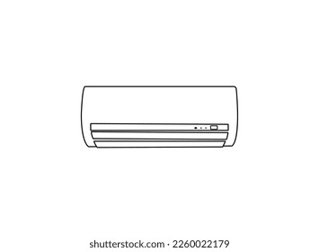 Ac Kühlluft-Klimaanlage Vektordesign und Line Art. Ac Luftbedingung Vektorgrafiken. Klimaanlage einzeln auf weißem Hintergrund.