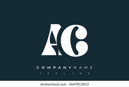 AC Creative Abstract Typography Logo Design. Elegant logo combining bold typography and creative shapes, ideal for branding and identity solutions.