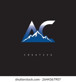  AC Creative Mountain Logo Bold Gradient Letter mark Branding Design for Business Outdoor Brands