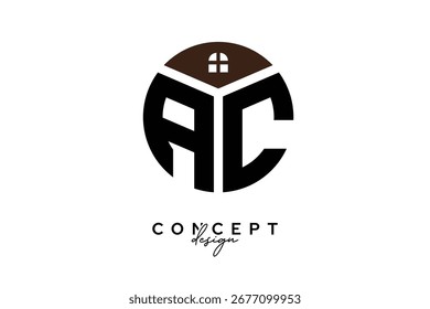 AC Creative Real Estate Diseño de concepto de logotipo de monograma en forma de círculo