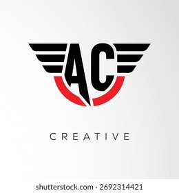 AC Creative Wings Letter Logo with Modern Shield - Powerful Business and Branding Symbol	
