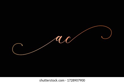 ac Cursive Letter Initial Logo Design, Vector Template
