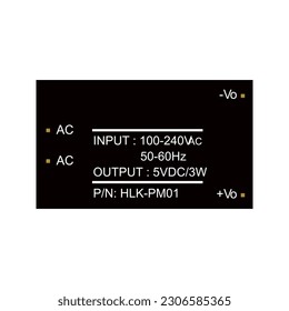 AC DC 220V to 5V Step-Down Power Supply vector illustration, providing graphic designers with a visual representation of a power supply module svg