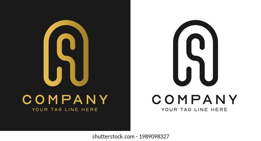 AC Elegant Logo Template in Gold Color, Vector File.eps 8, Color is easy to edit.