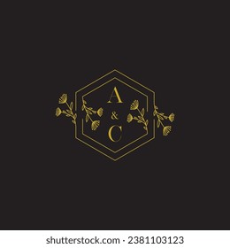 AC elegant wedding initial logo in high quality professional design that will print well across any print media