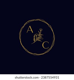 AC elegant wedding initial logo in high quality professional design that will print well across any print media