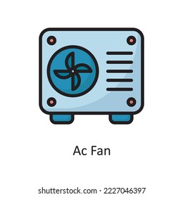 Ac Fan Vector Filled Outline Icon Design illustration. Housekeeping Symbol on White background EPS 10 File