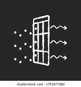 AC filter chalk white icon on black background. Home interior environment ventilation. Conditioning system with dust protection and air purification effect. Isolated vector chalkboard illustration