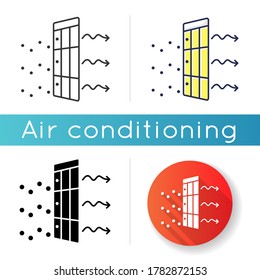 AC filter icon. Linear black and RGB color styles. Home interior environment ventilation. Conditioning system with dust protection and air purification effect. Isolated vector illustrations