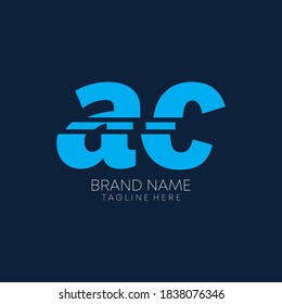 ac font logo. ac letter logo with creative font style. simple and creative ac letter logo design vector in eps 10