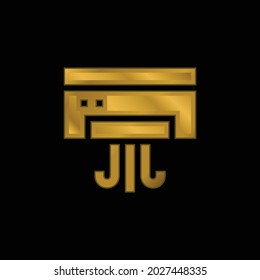 Ac gold plated metalic icon or logo vector