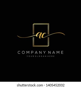 AC handwriting initial  logo template vector.