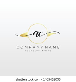AC handwriting initial  logo template vector.