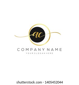 AC handwriting initial  logo template vector.
