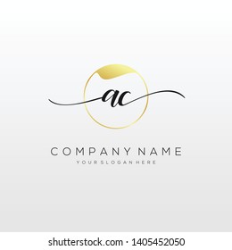 AC handwriting initial  logo template vector.