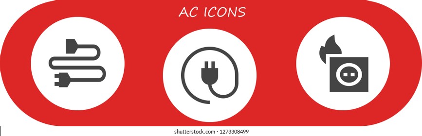 ac icon set. 3 filled ac icons. Simple modern icons about  - Plug