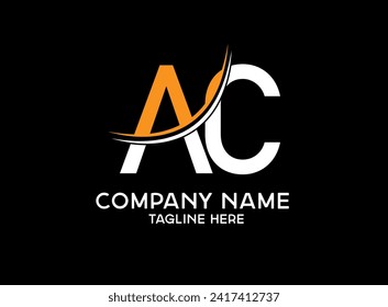 AC initial based Alphabet icon logo. Initial letter AC logo template. Luxury AC logo template. and creative and simple orang, white color logo design