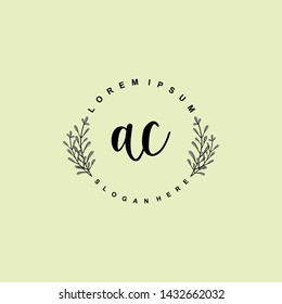 AC Initial beauty floral logo template
