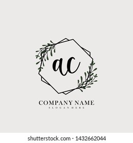 AC Initial beauty floral logo template