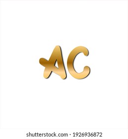 Logo inicial de escritura a mano AC Gold para identidad 