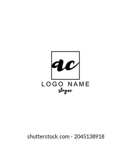 AC Initial Handwriting Logo Design Template Vector