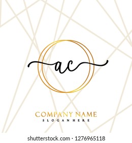 AC Initial Handwriting logo template vector
