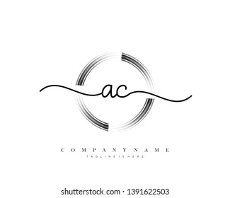 AC initial handwriting logo template vector