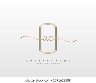 AC initial handwriting logo template vector