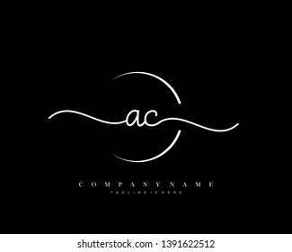 AC initial handwriting logo template vector