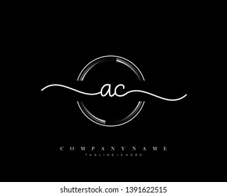 AC initial handwriting logo template vector