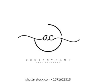 AC initial handwriting logo template vector