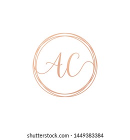 AC Initial Handwriting logo template, Creative fashion logo design, couple concept -vector