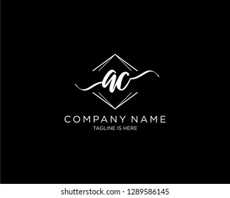 AC initial handwriting logo vector