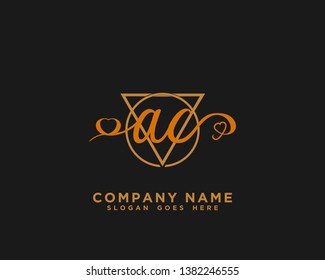 AC Initial handwriting logo vector
