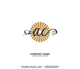 AC Initial handwriting logo vector