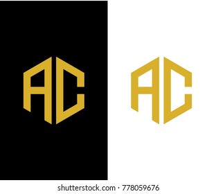 AC initial hexagon icon. letter. logo design vector eps 10