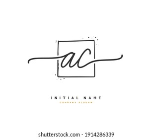 AC Initial letter handwriting and  signature logo. A concept handwriting initial logo with template element.