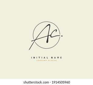 AC Initial letter handwriting and  signature logo. A concept handwriting initial logo with template element. 