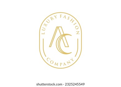 AC initial letter logo design beauty fashion spa label icon symbol