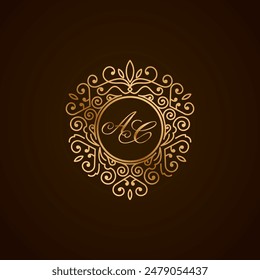 AC initial letter logo with ornament heart shape